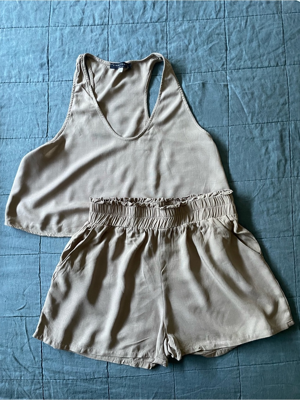 Final Touch - Taupe Tank & Shorts Set
